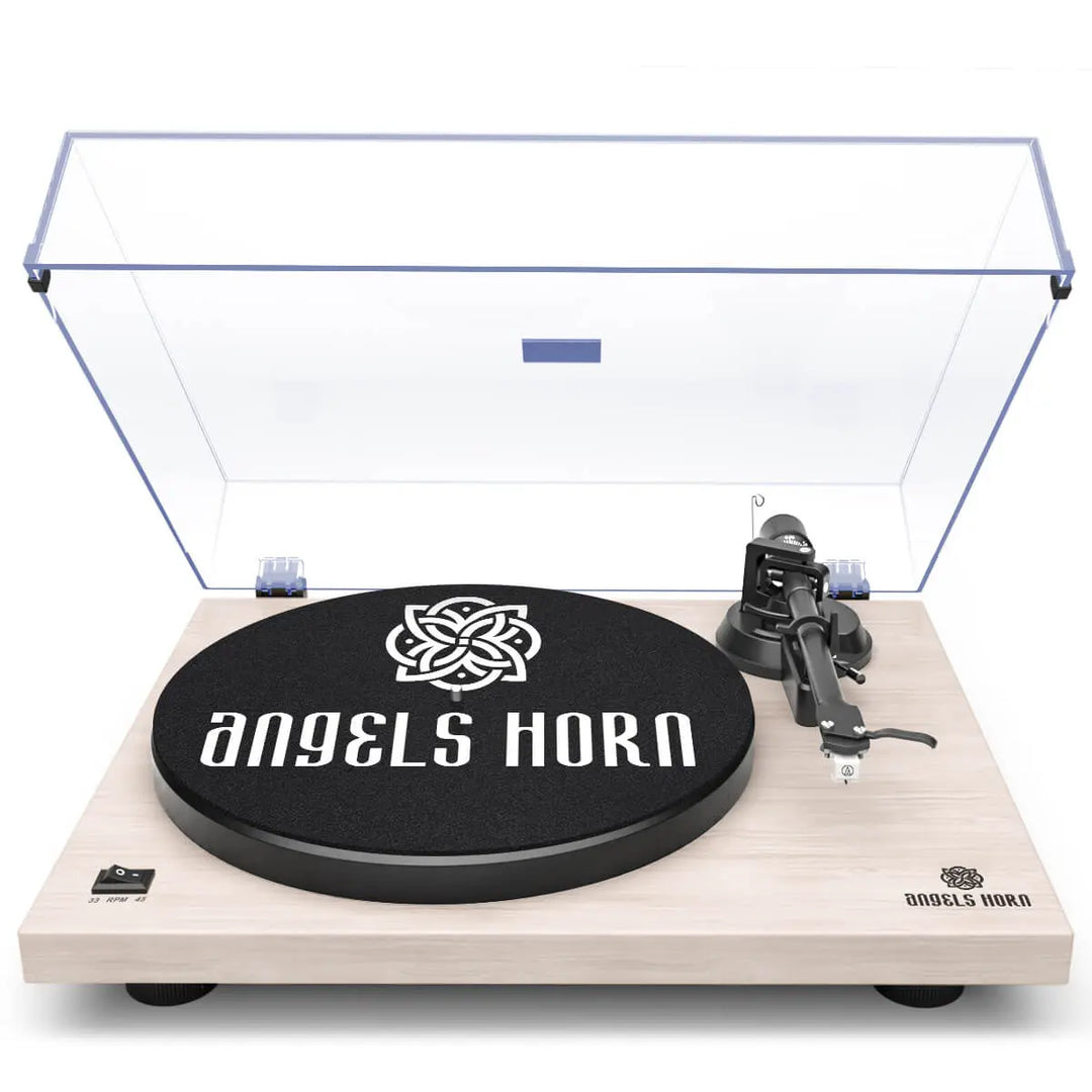 AngelsHornH002-BK White Maple Modern Vintage Turntable | Angels Horn®